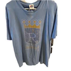 Men's Adult Sz 2XL Tee Shirt KC Royals Athletic Casual Cotton Blue Kansas City